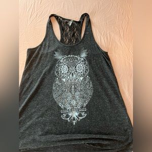 Owl tank with lace back